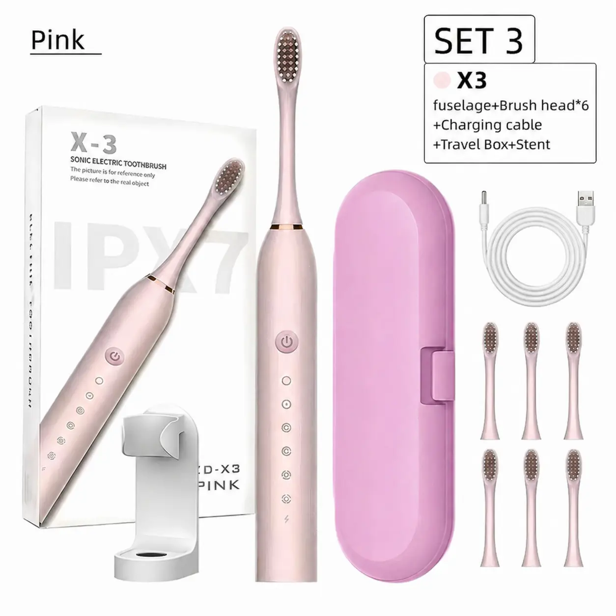 Sonic Electric Toothbrush for Adults with 6 Brush Heads, Rechargeable Toothbrush Set, 6 Cleaning Modes, IPX7 Waterproof, Smart Timer, Travel Case Included,Toothbrush holder