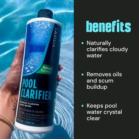 AquaDoc Natural Pool Clarifier, 32 Oz Plastic Bottle - Eco-Friendly Chlorine-Free Naturally Formulated Aquatic & Water Testing Chemicals, Enzyme Boost, Filtration Enhancer, Cloud & Contaminant Remover for Outdoor Pool Safety