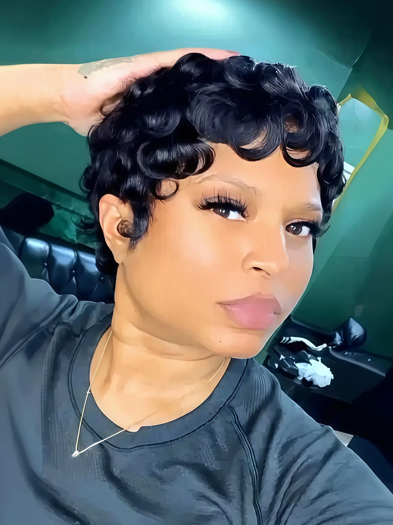 Short Pixie Wig for African Women, Synthetic Natural Looking Curly Pixie Cut Wig, Short Curly Wig, Synthetic Curly Wigs, Synthetic Material Wigs (Natural Black)