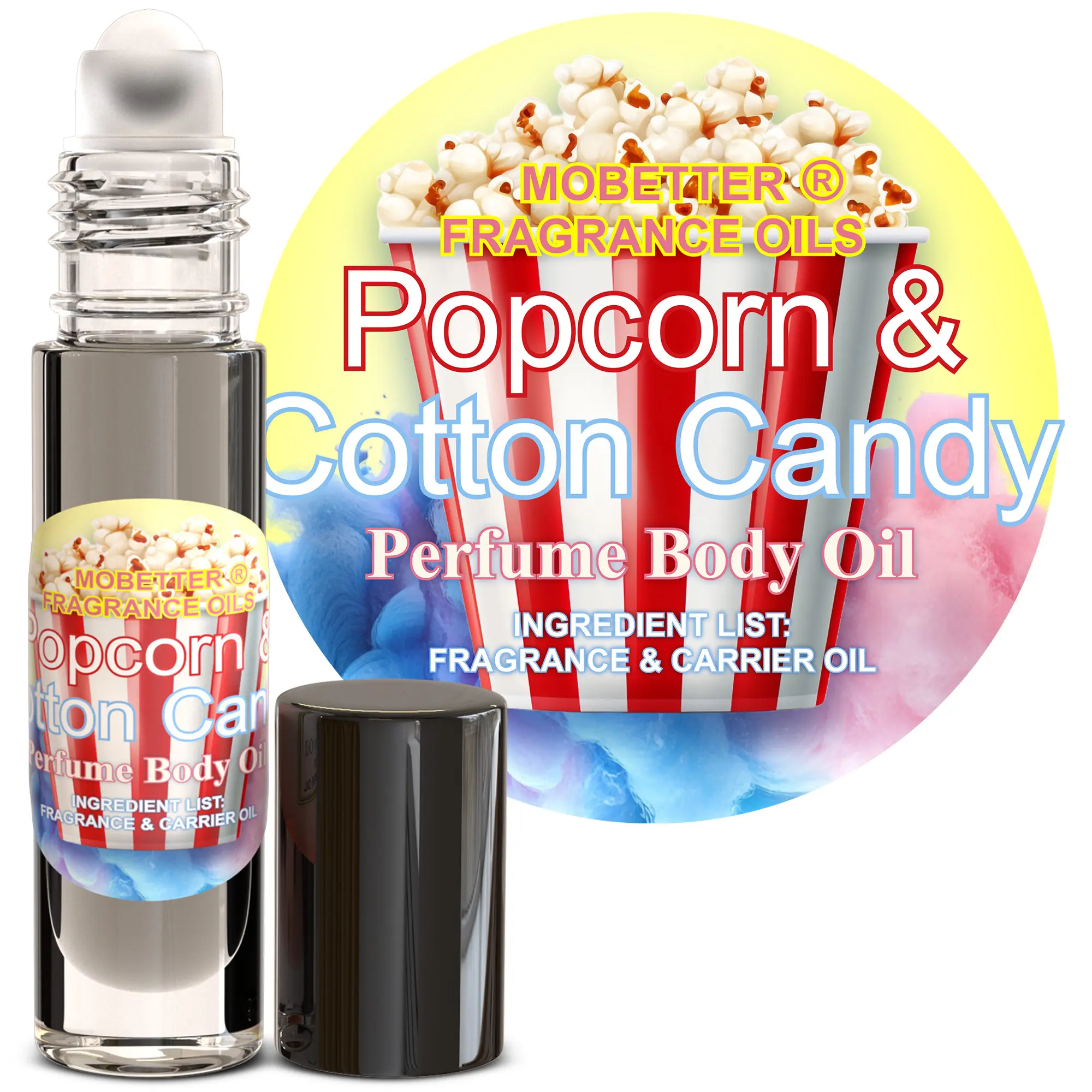 MOBETTER FRAGRANCE OILS Popcorn & Cotton Candy Perfume Body Oil for Unisex