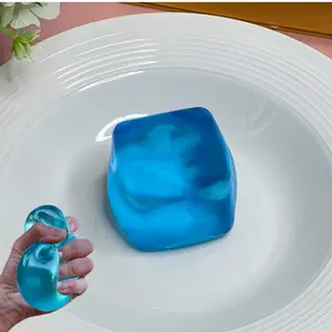 Nice Stress Cube 2rd Generation - Cube Squishy  Balls  Ice Cubes Squishy Fidget Toy for Your Best Mellow and Chill Square Shape with Filling in Blue for All Age,Sensory Fidget Toy, Blue, Stress Relief Cube, Squishy Gel Texture, Calming Tactile Tool