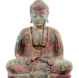 Volcanic Stone Statue Chakras Meditating Buddha Incense