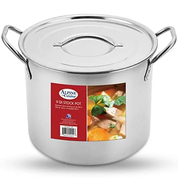 Alpine Cuisine AI14437-8 Aramco Stock Pot Stainless Steel, 9-Quart