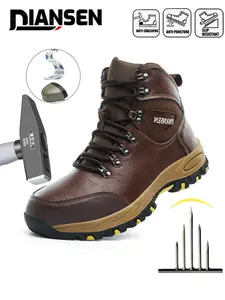 Steel Toe Shoes for Men Composite Toe Work Shoes, Nonslip Work Shoes, Safety Work Boot Safety Sneakers Lightweight Indestructible Construction Puncture Proof Shoes Slip-resistant and wear-resistant all-season outdoor High top sneakers