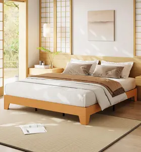 Garvee King Size Platform Wooden Bed Frame with Strong Slats, No Box Spring Needed, Minimalist and Contemporary Design, Easy Assembly, Ideal for Modern Bedrooms