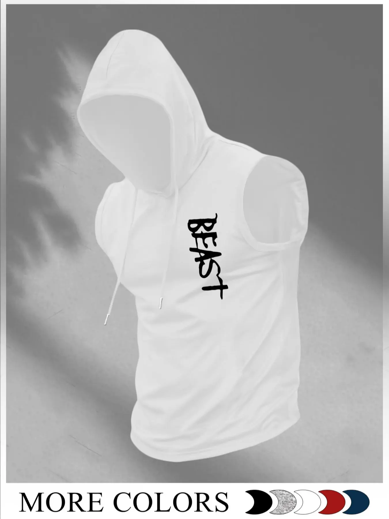 Men's God Print Hooded Tank Top Vest, Regular Fit Casual Sleeveless Top for Summer, Men's Top for Daily Wear, Sweatshirts