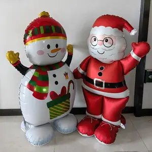 Two 61-Inch Santa & Snowman Balloons, Aluminum Foil, Ideal for Christmas, Halloween, Weddings, Birthdays, New Year's Eve Party Supplies, Balloon Set