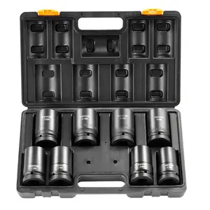 VEVOR 1" Drive Impact Socket Set, 8 Piece Deep Socket Set Metric 27-41mm, 6 Point Cr-Mo Alloy Steel for Auto Repair, Easy-to-Read Size Markings, Rugged Construction, Includes Storage Case