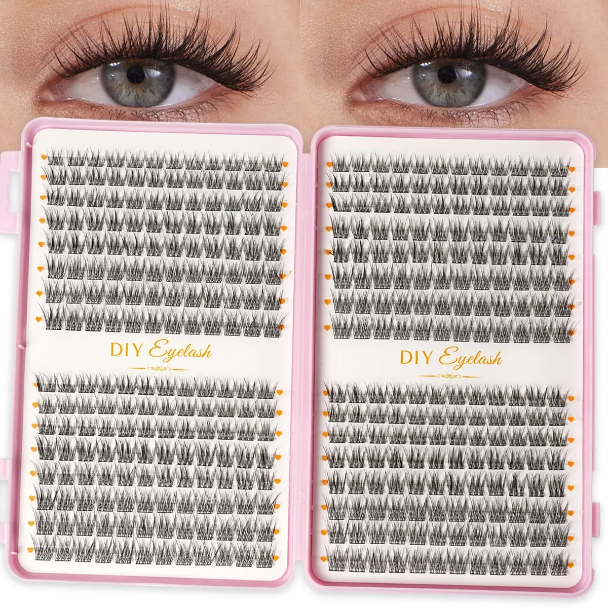 384 PCS false eyelash cluster, grafting eyelash suit, Eyelash Extensions, natural cat's eye animation style, suitable for all eye types, soft, comfortable and light, suitable for DIY at home, daily dating and travel, and reusable, DIY Cluster Lashes