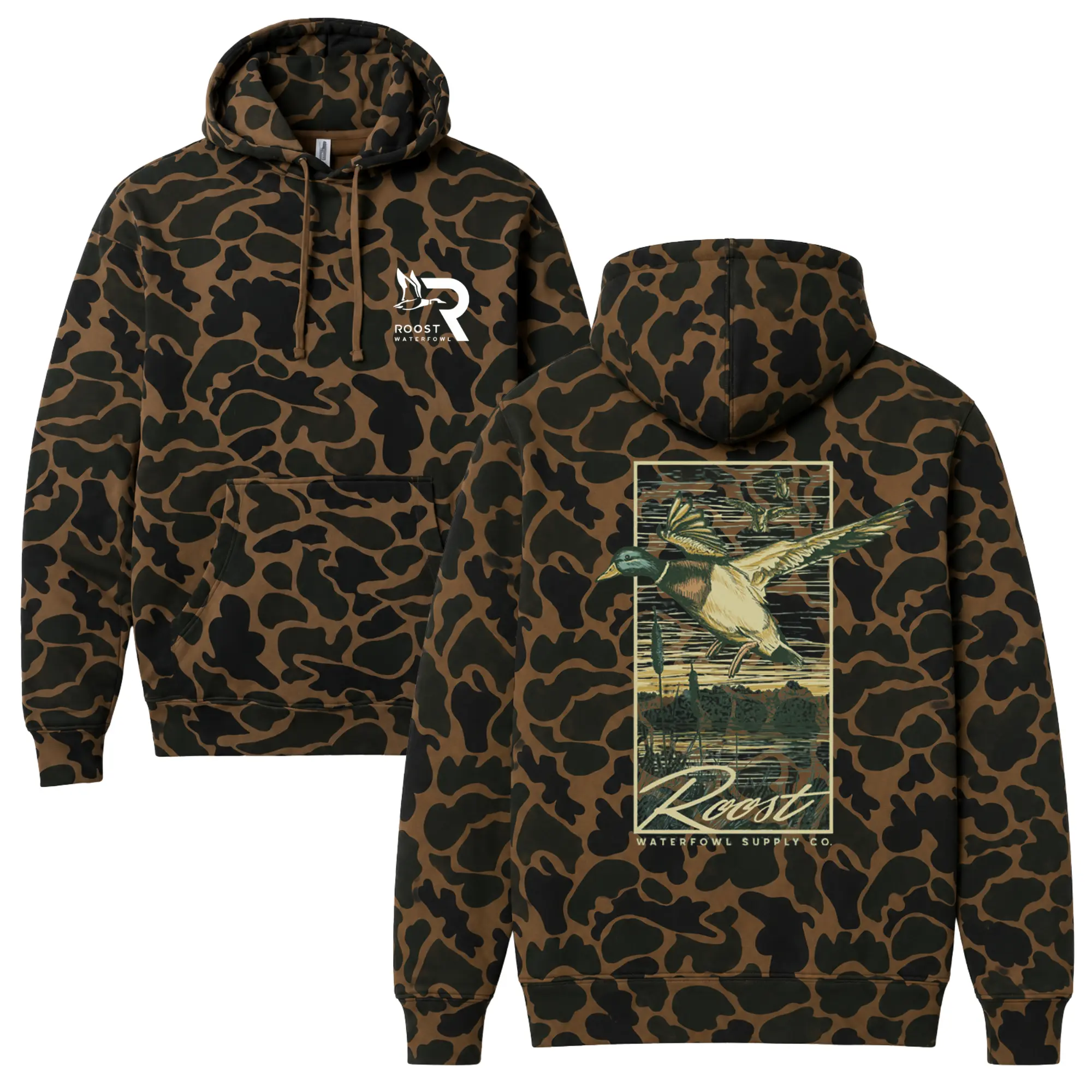 Roost First Flight Camo Hoodie Pullover For Men And Women, Duck Camo Shirt, Hunting Hoodie, Camo Hoodie, Camo Shirt, Gift For Men