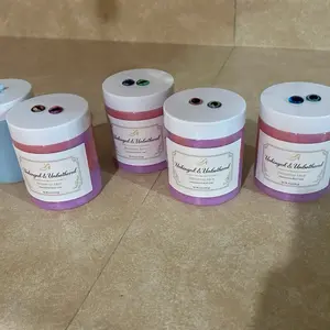 Unhinged & Unbothered creamy, foaming sugar scrub. 8 ounce jar. Black raspberry and vanilla scented. Healing stone inside.