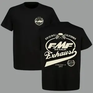 FMF Racing Fuel 1973 T-shirt - Vintage Off-Road Motorcycle Pattern, Unisex Round-Neck Short-Sleeve Top, High-Quality Polyester/Cotton Blend, Casual Menswear for Spring & Summer - Classic
