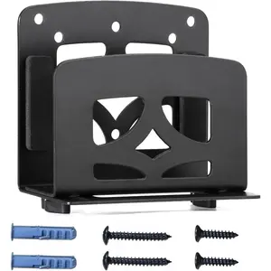 Adjustable Small Device Metal Holder, Wall Mount or VESA Mount Behind TV/ for  Box, Modem, Router, Media Player, , WII, mini PC,  Mini, OptiPlex MFF, Space Saving Design, Black