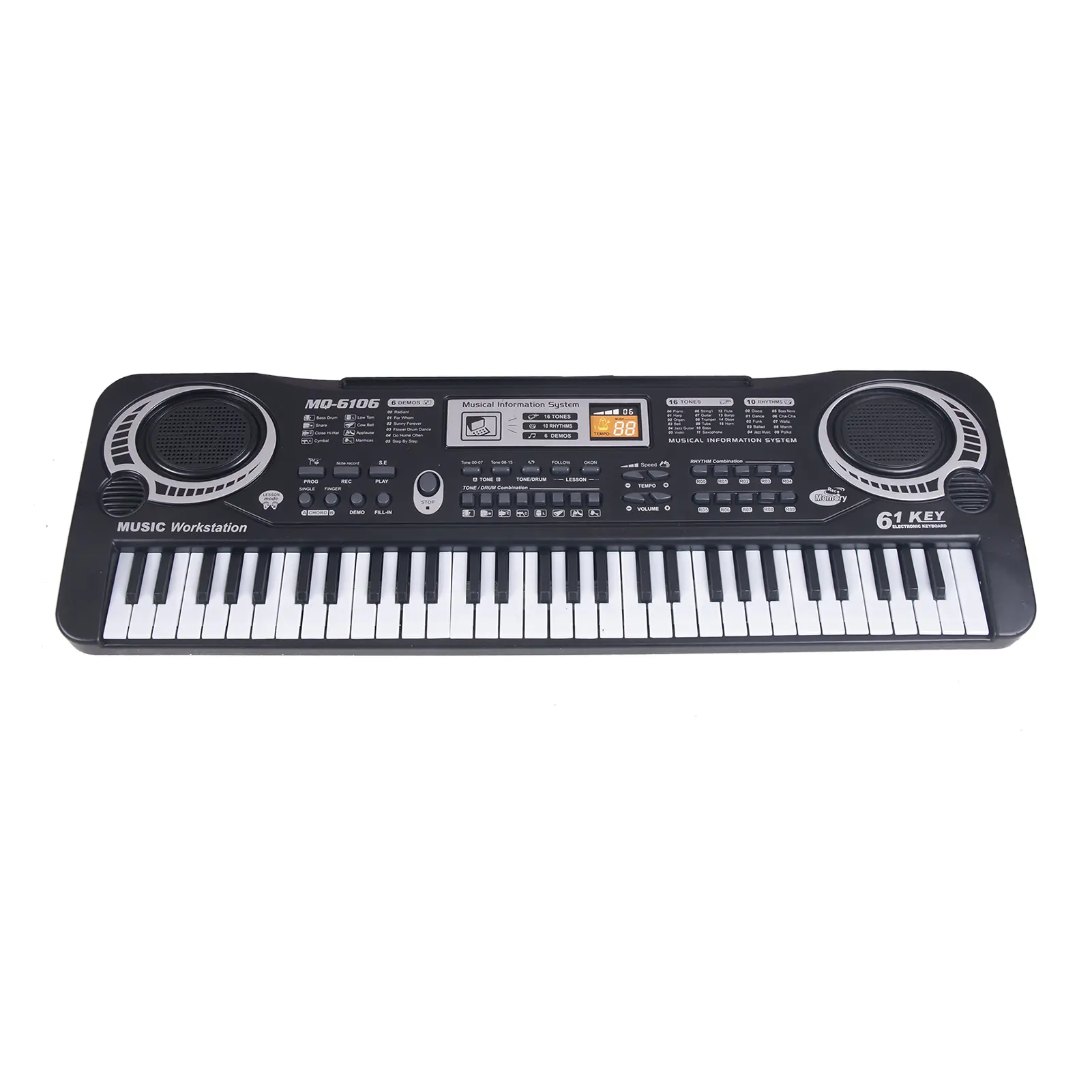 61-Key Black Digital Electronic Piano, Kids' Musical Toy Instrument, Music Accessories, aa