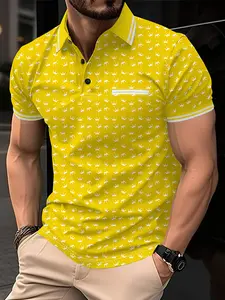 Men's Polo Shirt Short Sleeve, Menswear, Crown Print Design, Casual Fitted Style, Perfect for Daily Wear & Social Occasions, Ideal Holiday Gift