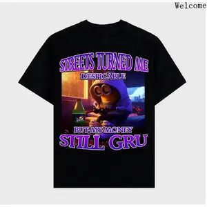 Minions Meme T-Shirt Streets Turned Me Despicable Vintage Streetwear Graphic Tee Funny Oversized Cotton for Teens Young Adults Men Summer Clothes 90s Vintage Aesthetic 2026 Tame Impala Concert Outfitsfunny streetwear graphic tee