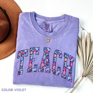 Comfort Colors Floral Teacher Shirt Gift for Teacher, Retro Teach Tee, Teacher Appreciation, Teacher Graduation, Student Teacher Gift Fabric Soft