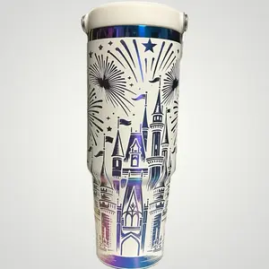 30 oz. Stainless Steel Engraved iridescent Waterbottle