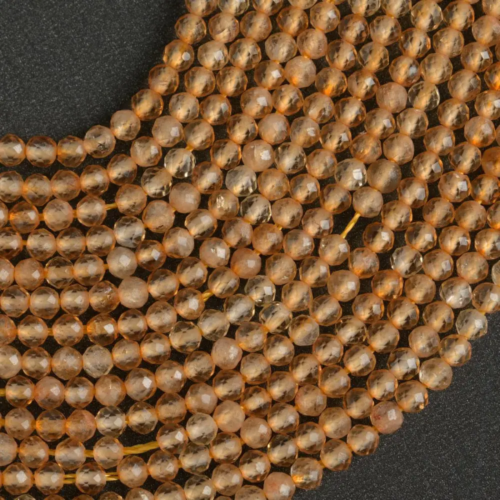 Genuine Natural Citrine Beads, Premium Quality Micro-Faceted Round Gemstone Strand for Jewelry Making, Prosperity Stone, 15.5", 2mm-6mm, 15.5 Inches Long, Success, 3 Mm, Microfaceted, 4Mm
