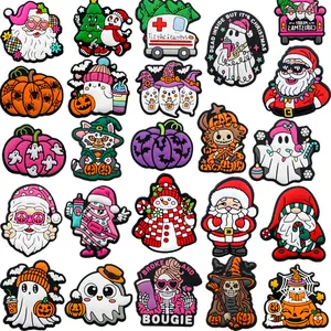 6pcs Silicone Beads Halloween Christmas Ghosts Santa Claus Tree, DIY Jewelry Making Supplies Keychains Bracelets Party Decorations, DIY Beading Accessories, Beads Charms Accessories