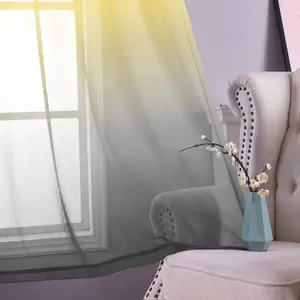 KOUFALL Yellow Curtains 84 Inches Long for Living Room,Spring Ombre Printed Semi Sheer Patterned Curtain Drapes 84 Inch Length 2 Panels Set for Bedroom