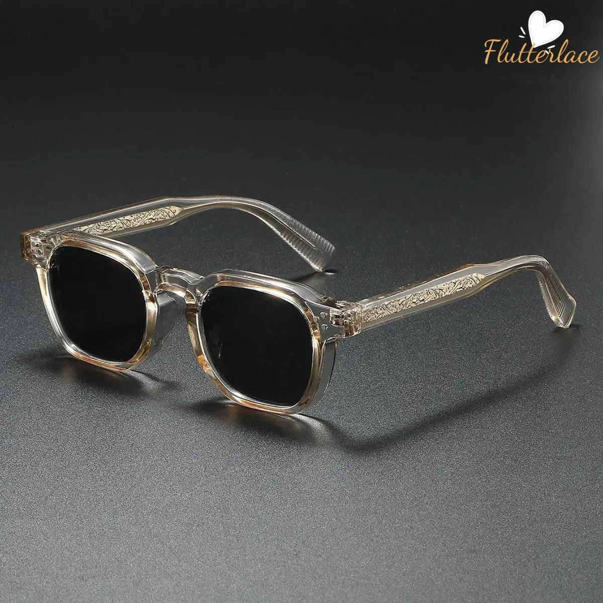 Retro Square Sunglasses for Women & Men – Black Acetate Frame with Rivet Detail, Dark Tinted Lenses, Rimless-Inspired Trendy Eyewear, Lightweight Comfortable, Perfect for Parties, Travel, Outdoor Fun, Daily Wear