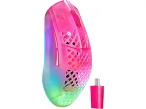 SteelSeries Aerox 3 Wireless Gen 2 - Super-Light 68g Gaming Mouse, 4K Polling, 26K DPI Optical Sensor, 200 Hour Battery, IP54 Water Resistant, 80m Click Durability, RGB, 100% PTFE Feet - Magenta Haze