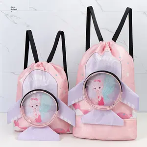 Large Capacity Cute Cartoon Swim Backpack, Adjustable Straps Waterproof Swimming Pool & Beach Bag, Wet-Dry Separation Storage for Swimsuits & Towels