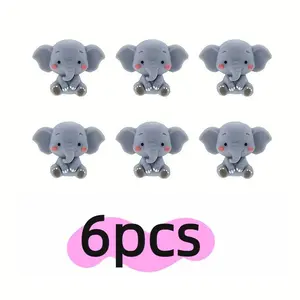 6pcs 3D Silicone Elephant Beads, Spacer Charms for DIY Jewelry Making, Beading Making, Keychains, Clothing Accessories, Handmade Gifts