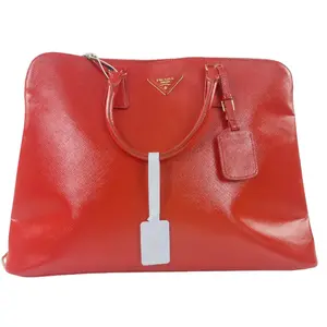 Pre-owned PRADA LEATHER Crossbody Bags Large Red Saffiano Tote Bag QG574