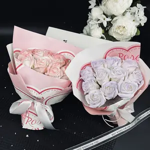 Artificial Rose Bouquet, 1 Count Romantic Faux Rose Flower Bouquet, Decorative Flower Bouquet for Home Party Wedding Anniversary Festival