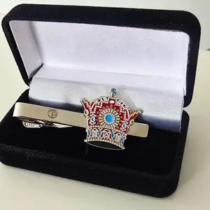 PEJMAN Tie Clip The PAHLAVI Crown in Silver & Gold 14k Plated Zinc Alloy Gift Boxed for Gentlemen Classic Design Elegant Accessory