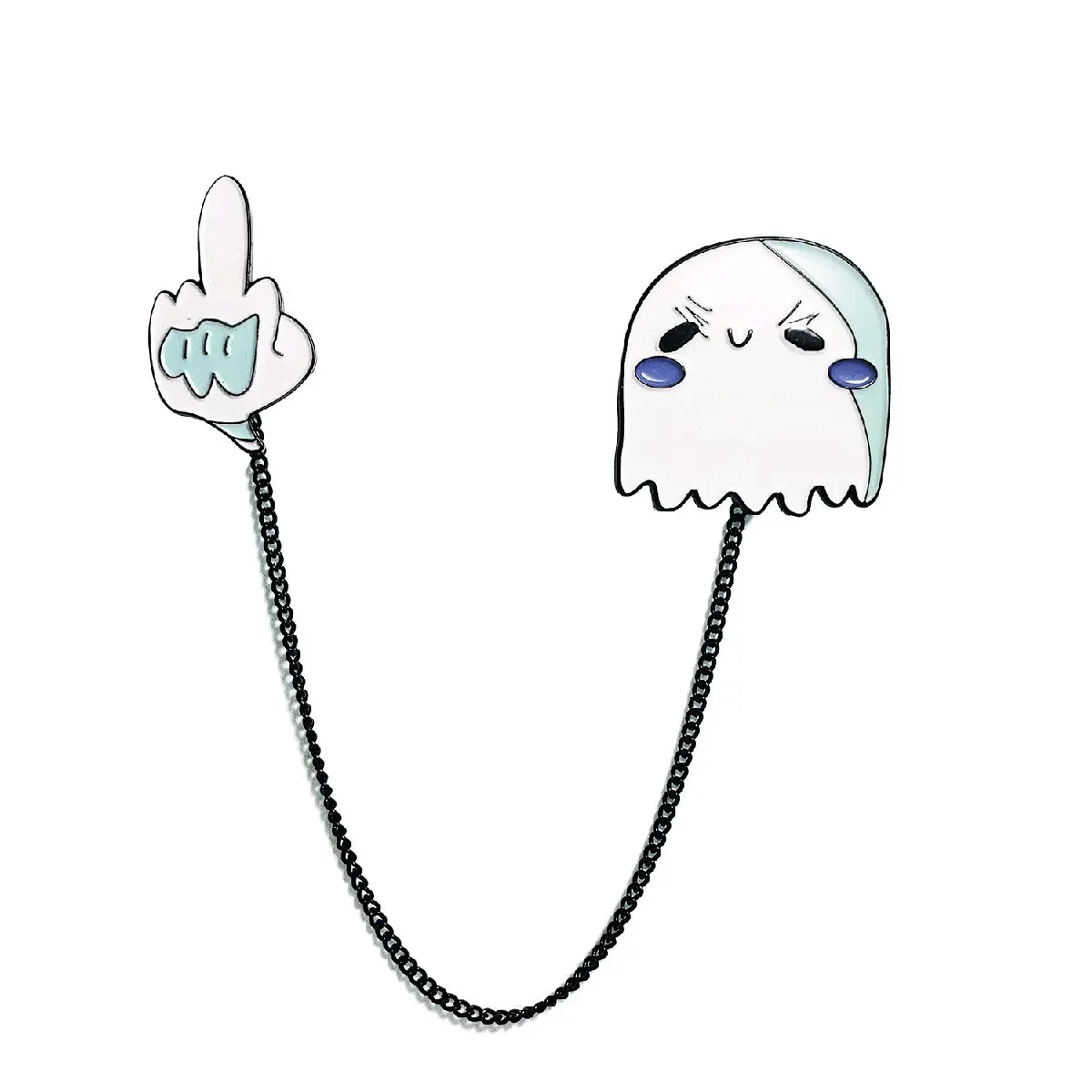 F BOO! 1.25" Soft Enamel Ghost Pin / Collar Clip