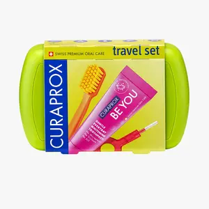 CURAPROX Travel Set Green Ultra Soft & Gentle Toothbrush CS 5460 Toothbrush Be You Toothpaste & CPS Prime Interdental Brushes for Oral Hygiene