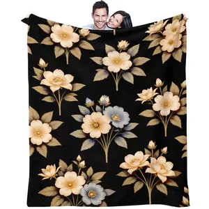 Vintage Floral Pattern Print Throw Blanket, Soft Cozy Warm Home Decor Blanket, Ideal Nap Blanket, Perfect Gift for Family & Friends