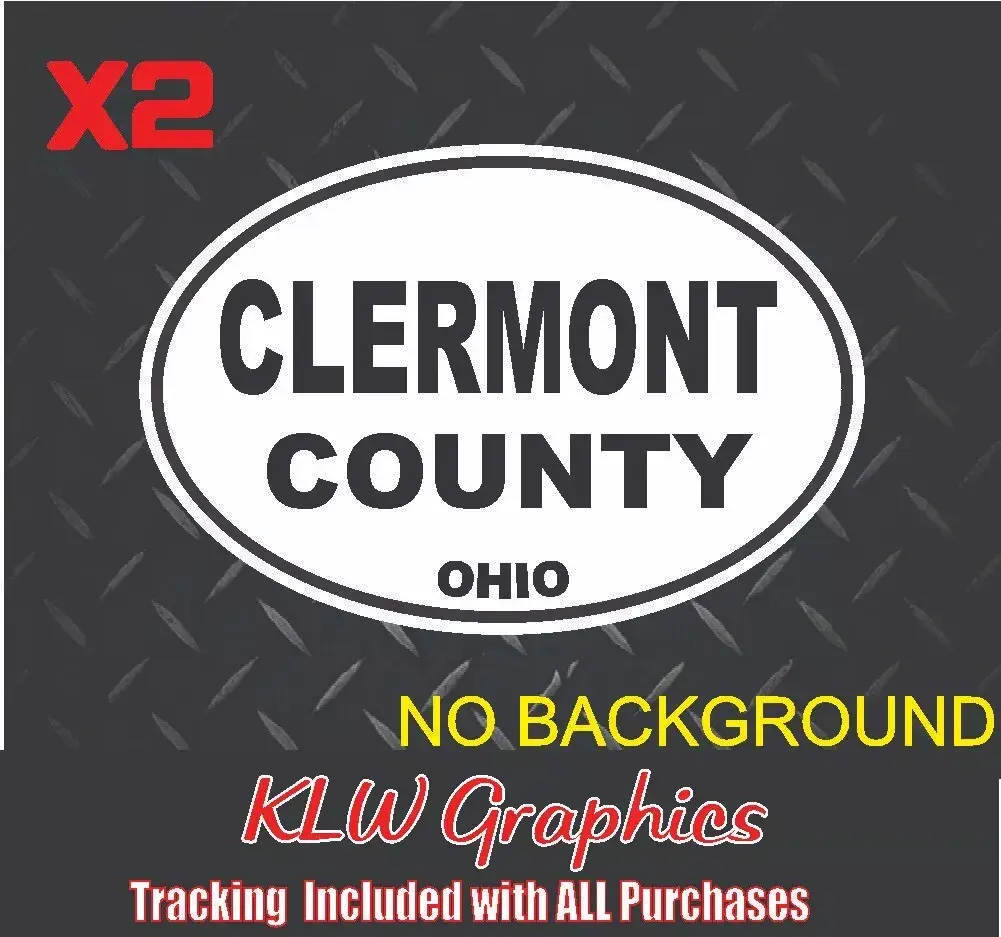 Clermont County Ohio Oval Black White Full Color Vinyl Decal Sticker State Car Truck Home OH USA 513