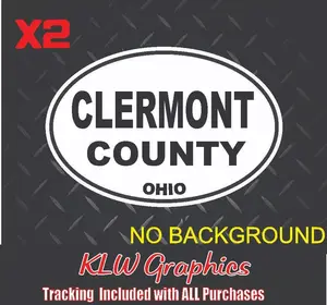 Clermont County Ohio Oval Black White Full Color Vinyl Decal Sticker State Car Truck Home OH USA 513