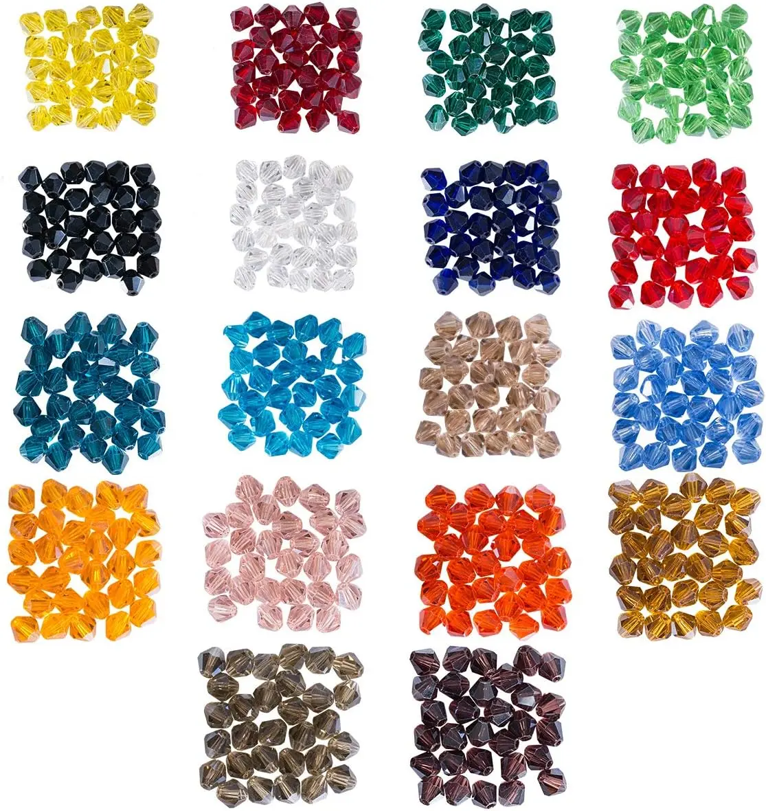 Sparkling 8mm Glass Bicone Beads, Individually Wrapped Lot of 540 Count for DIY Projects, Jewelry Making, Clothes or Bag Decoration
