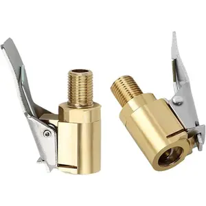 Air Chuck Adapter with Clip Lock, Brass Tire Inflator Nozzle Connector, 250PSI No Leakage Tire Chuck for Vehicle Compressor Pump & Inflation Tool