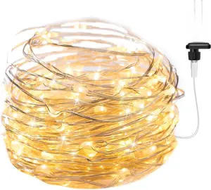 Fairy Lights Plug in, 33Ft 100 LEDs Waterproof Silver Wire Firefly Lights, Adaptor Included, Starry String Lights for Wedding Indoor Outdoor Christmas