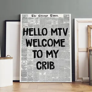 1 Count Wooden Frame Canvas, "Hello MTV" Poster, Modern Art Home Poster, Fashion Art Living Room Decoration, Bedroom, Corridor And Office Mural, Ideal Gift, High Definition, Waterproof, Artistic