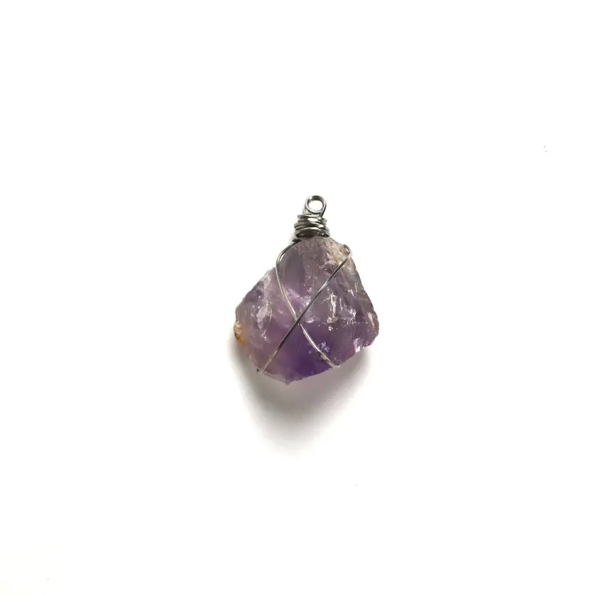 Couture Crystalz - All of a Sudden - 100% Sterling Silver Wrapped Amethyst Crystal Pendant Necklace