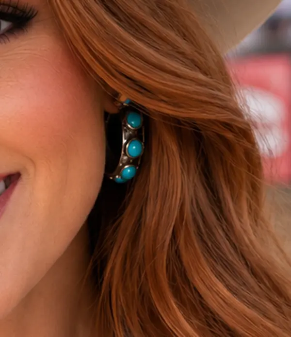 Fashion Turquoise Open Hoop Earrings