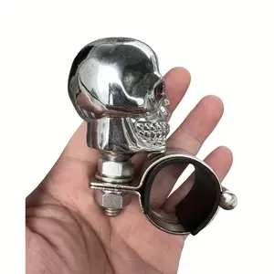 Skull Theme Steering Wheel and Power Handle Knob-Enhance Grip and Driving Experience, Suitable for Most Cars