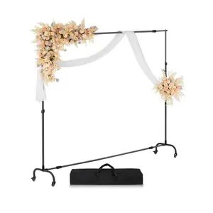 VEVOR Backdrop Stand with Wheels, 7x 10 ft Adjustable Photo Backdrop Stand Kit, Moveable Background Backdrop Stand, Heavy Duty Projector Screen Stand, for Wedding, Photo Studio Party