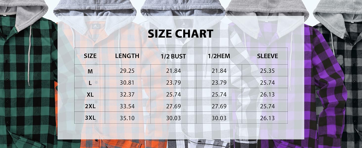 ZITY Men's 3 Pack Flannel Hoodie Shirts Long Sleeve Casual Vintage Button Down Plaid Shirt Jacket with Front Pocket Durable Anti-Pilling Anti-Fading Machine Washable Gift for Dad Classic Soft Stylish Sweatshirts