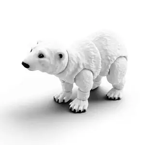 Articulated Polar Bear Toy 4.25" USA Made, Arctic Fidget Animal 3D Printed Flexible Design for Desk Decor & Stress Relief