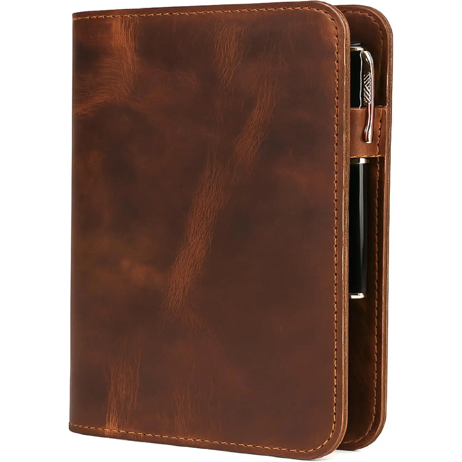 The Antiq A5 Leather Journal Cover (Tan) Refillable Notebook Protector 6" x 9" with Pocket, Card Slots, Pen Holder for Men & Women, Handmade A5 Leather Notebook Cover for Travelers & Writers