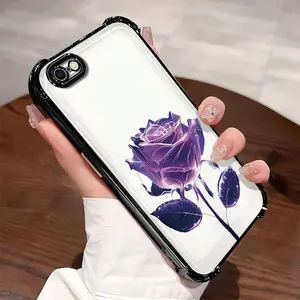 Transparent rose for【iPhone 6 Plus】four-corner anti-fall shock-absorbing transparent soft case --975