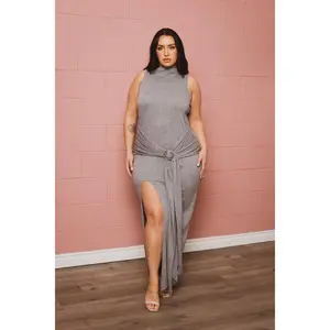 Plus Size  Karima Maxi  Dress - Grey